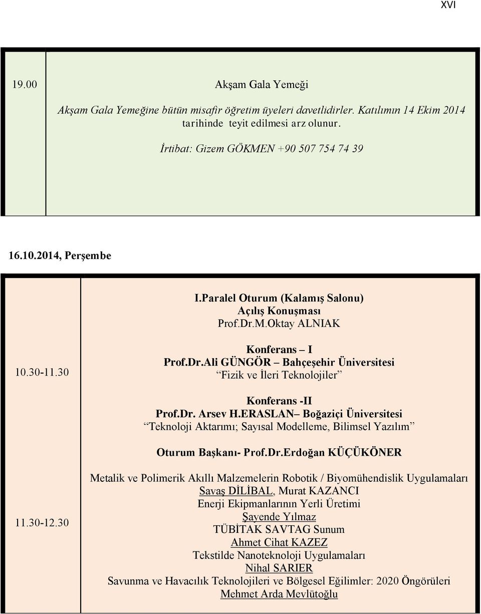 Dr. Arsev H.ERASLAN Boğaziçi Üniversitesi Teknoloji Aktarımı; Sayısal Modelleme, Bilimsel Yazılım Oturum Başkanı- Prof.Dr.Erdoğan KÜÇÜKÖNER 11.30-12.