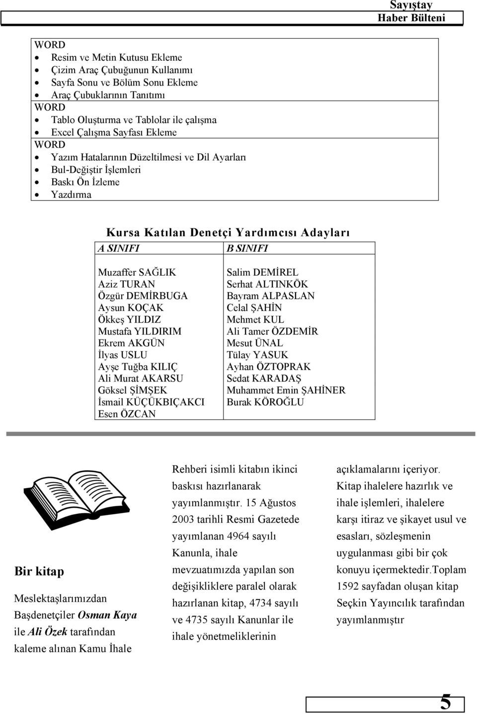 Ökke YILDIZ Mustafa YILDIRIM Ekrem AKGÜN lyas USLU Aye Tuba KILIÇ Ali Murat AKARSU Göksel MEK smail KÜÇÜKBIÇAKCI Esen ÖZCAN Salim DEMREL Serhat ALTINKÖK Bayram ALPASLAN Celal AHN Mehmet KUL Ali Tamer