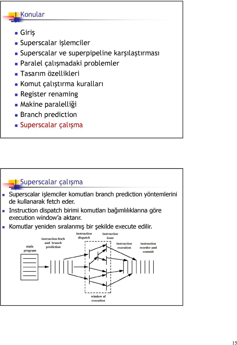 Instruction dispatch birimi komutları bağımlılıklarına