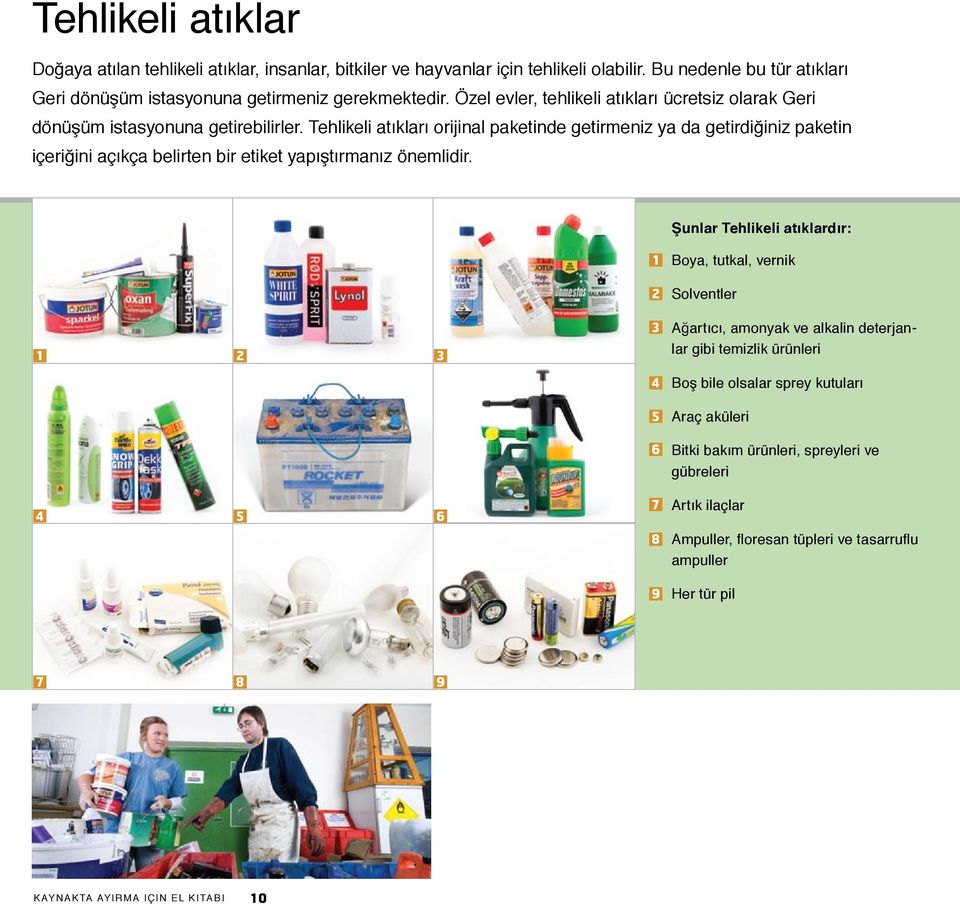 Tehlikeli atıkları orijinal paketinde getirmeniz ya da getirdiğiniz paketin içeriğini açıkça belirten bir etiket yapıştırmanız önemlidir.