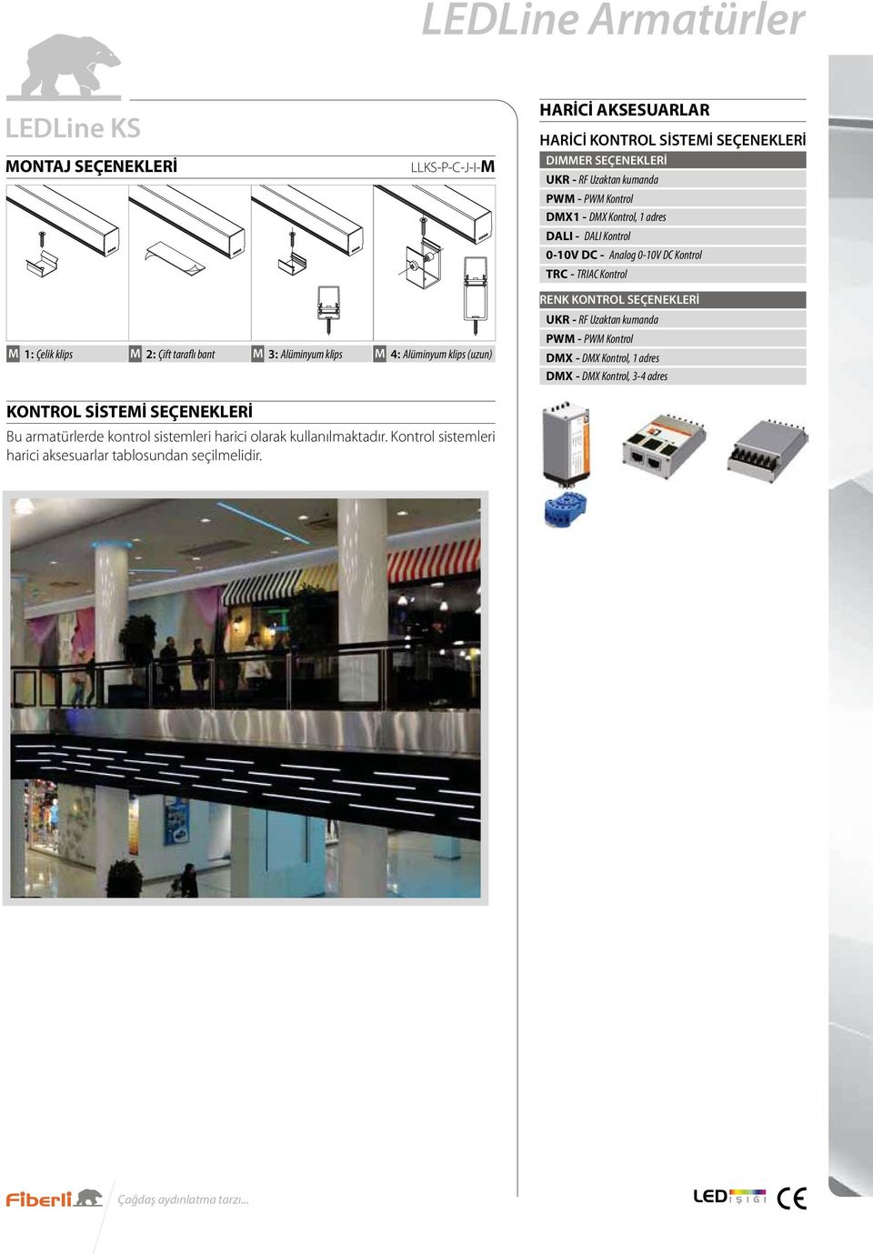 klips M 2: Çift taraflı bant M 3: Alüminyum klips M 4: Alüminyum klips (uzun) PWM - PWM Kontrol DMX - DMX Kontrol, 1 adres DMX - DMX Kontrol, 3-4 adres Bu