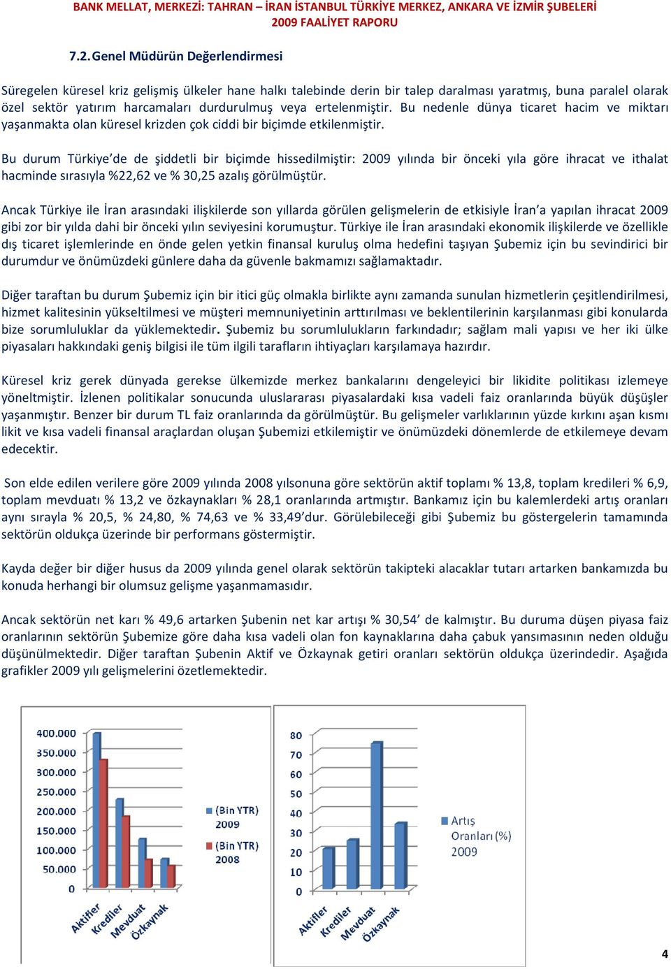 Genel Müdürün Değerlendirmesi Süregelen küresel kriz gelişmiş ülkeler hane halkı talebinde derin bir talep daralması yaratmış, buna paralel olarak özel sektör yatırım harcamaları durdurulmuş veya