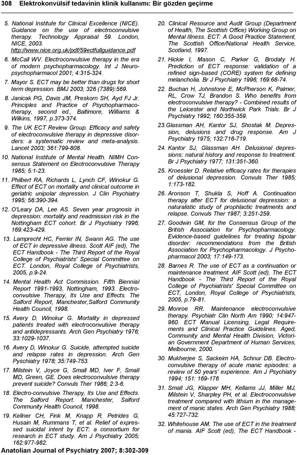 Mayor S. ECT may be better than drugs for short term depression. BMJ 2003; 326 (7389):569. 8. Janicak PG, Davis JM, Preskorn SH, Ayd FJ Jr. Principles and Practice of Psychopharmacotherapy, second ed.