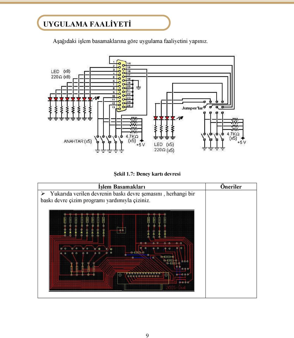 7: Deney kartı devresi İşlem Basamakları Yukarıda verilen