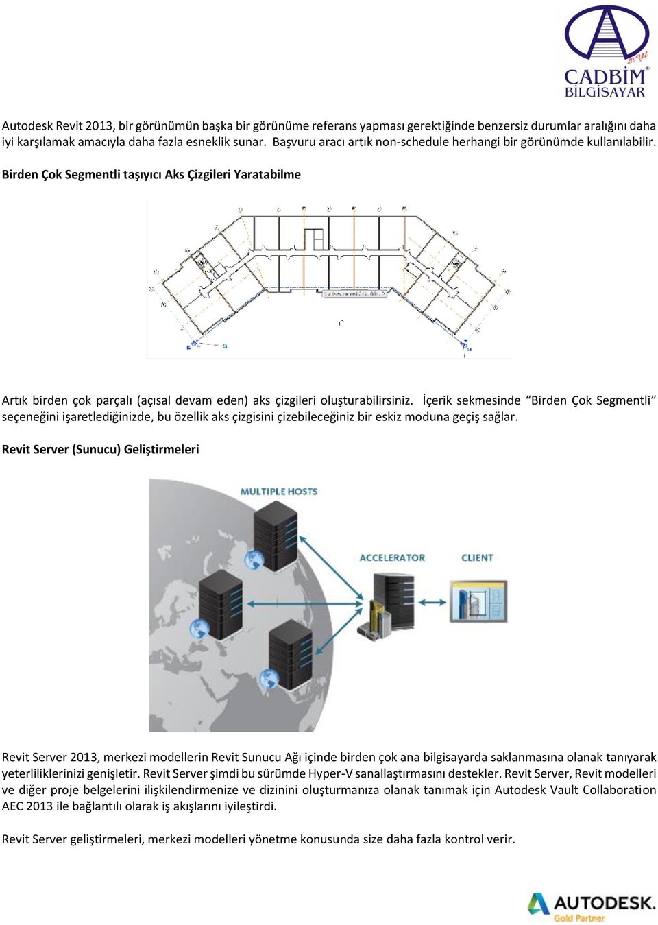 Birden Çok Segmentli taşıyıcı Aks Çizgileri Yaratabilme Artık birden çok parçalı (açısal devam eden) aks çizgileri oluşturabilirsiniz.