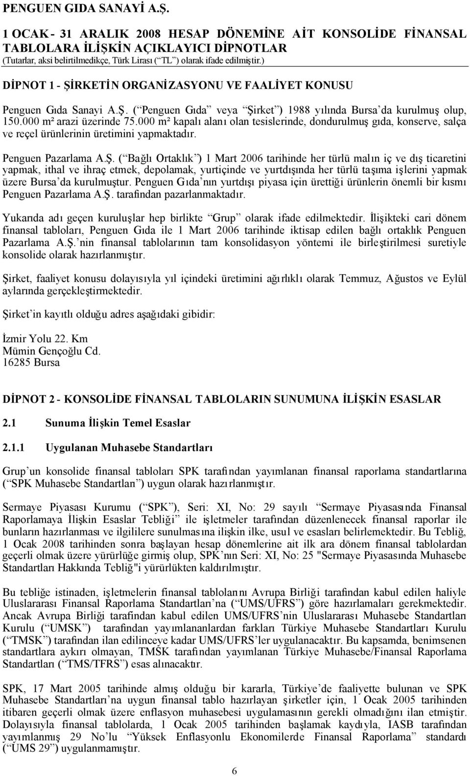 ( BağlıOrtaklık ) 1 Mart 2006 tarihinde her türlü malın iç ve dışticaretini yapmak, ithal ve ihraç etmek, depolamak, yurtiçinde ve yurtdışında her türlü taşıma işlerini yapmak üzere Bursa da