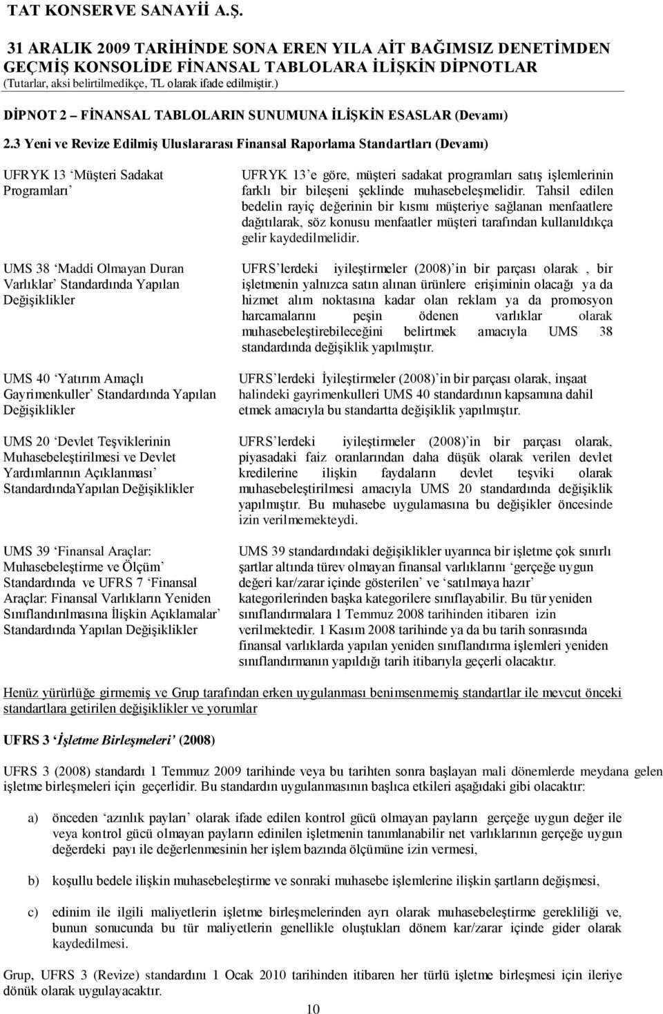 Yatırım Amaçlı Gayrimenkuller Standardında Yapılan Değişiklikler UMS 20 Devlet Teşviklerinin Muhasebeleştirilmesi ve Devlet Yardımlarının Açıklanması StandardındaYapılan Değişiklikler UMS 39 Finansal