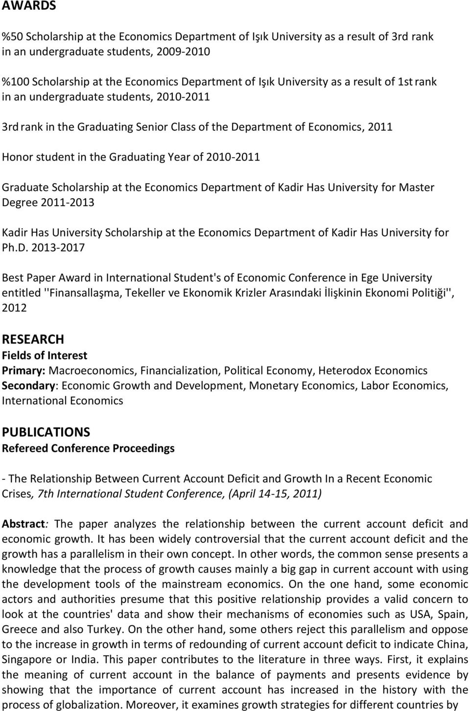 Scholarship at the Economics De