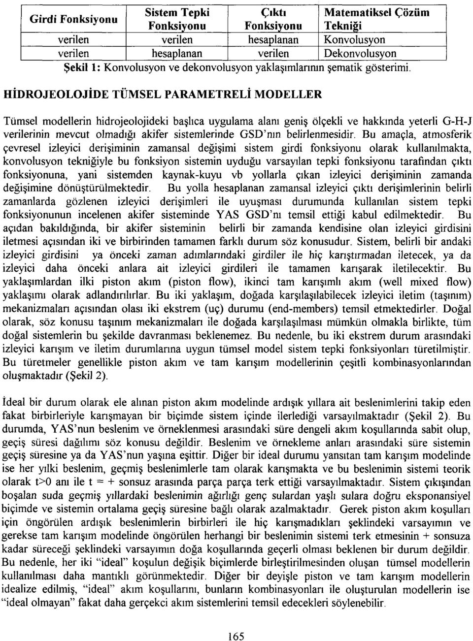 HİDROJEOLOJİDE TÜMSEL PARAMETRELİ MODELLER Tümsel modellerin hidrojeolojideki başlıca uygulama alanı geniş ölçekli ve hakkında yeterli G-H-J verilerinin mevcut olmadığı akifer sistemlerinde GSD'nın