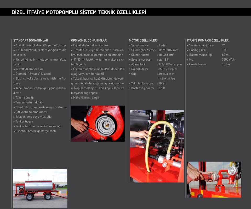 lanslı yangın hortumu» Çift yönlü sulama vanası» İki adet içme suyu musluğu» Tanker bagajı» Tanker temizleme ve dolum kapağı» Gliserinli basınç gösterge saati OPSİYONEL DONANIMLAR» Dijital algılamalı