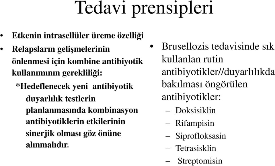 kombinasyon antibiyotiklerin etkilerinin sinerjik olması göz önüne alınmalıdır.