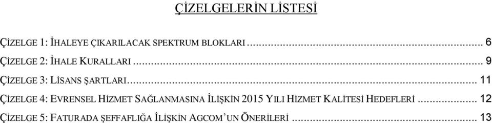 .. 11 ÇİZELGE 4: EVRENSEL HİZMET SAĞLANMASINA İLİŞKİN 2015 YILI HİZMET