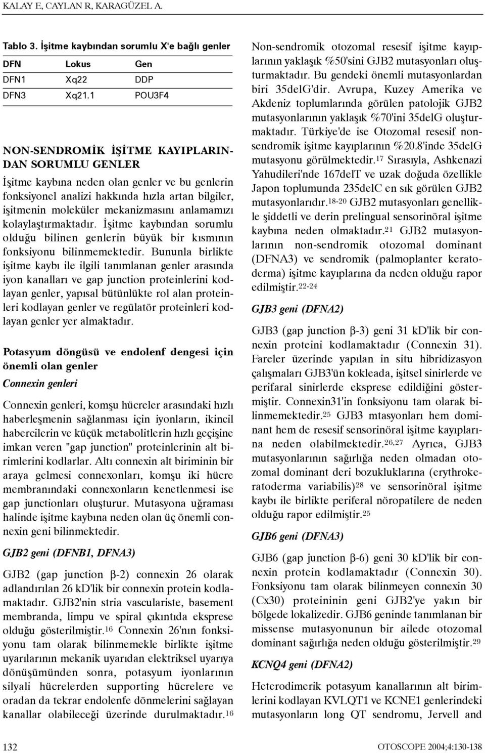 anlamamýzý kolaylaþtýrmaktadýr. Ýþitme kaybýndan sorumlu olduðu bilinen genlerin büyük bir kýsmýnýn fonksiyonu bilinmemektedir.