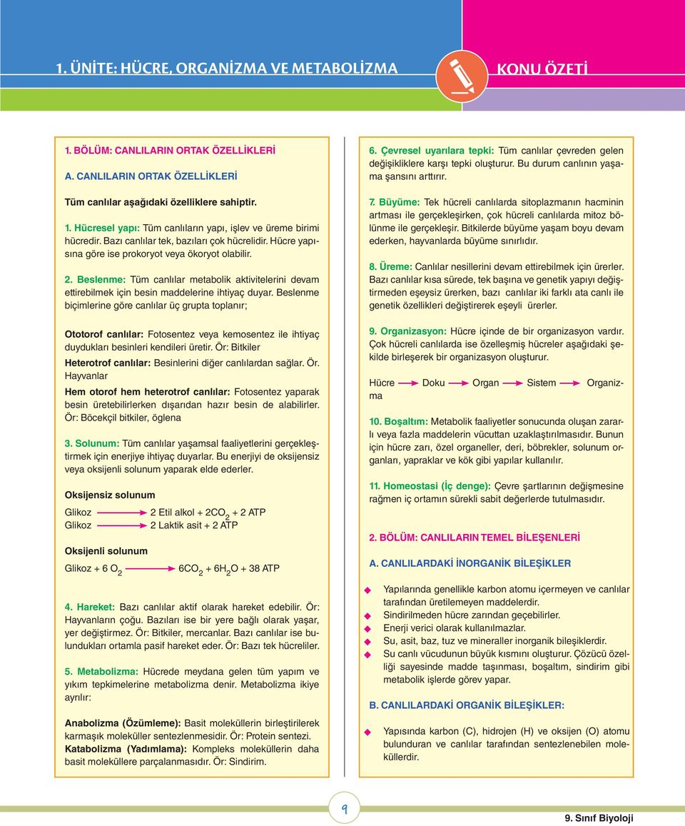 Beslenme: Tüm canlılar metabolik aktivitelerini devam ettirebilmek için besin maddelerine ihtiyaç duyar.