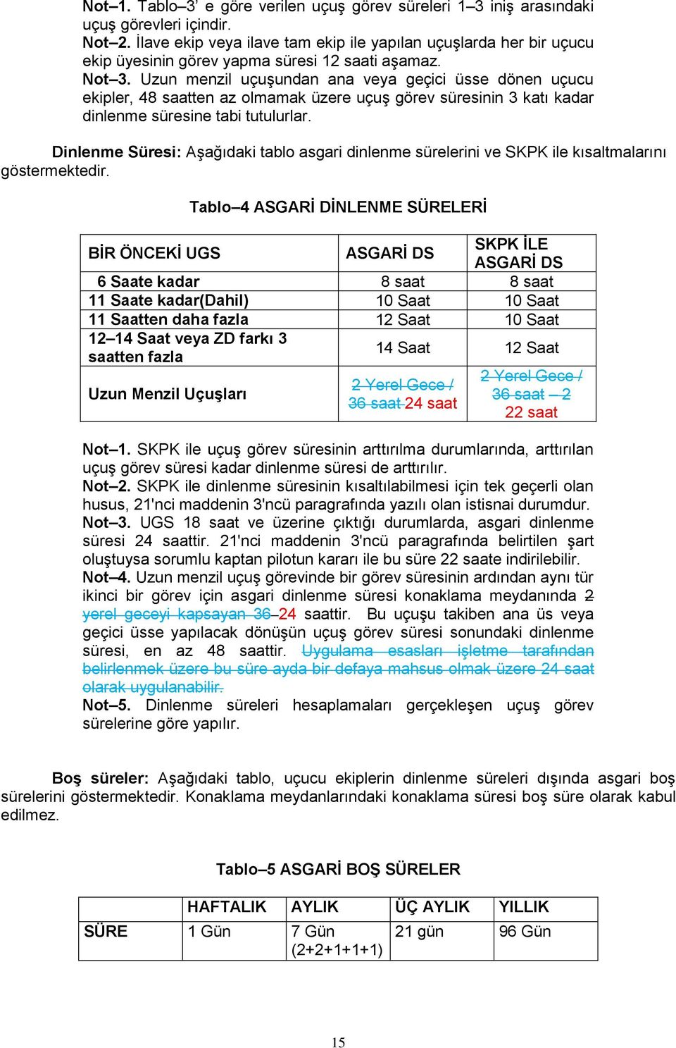 Uzun menzil uçuşundan ana veya geçici üsse dönen uçucu ekipler, 48 saatten az olmamak üzere uçuş görev süresinin 3 katı kadar dinlenme süresine tabi tutulurlar.