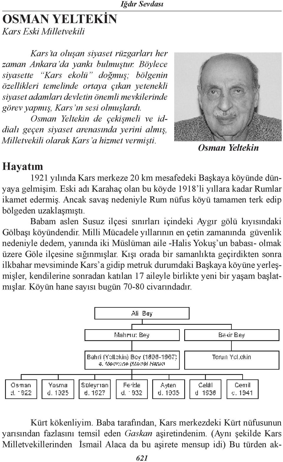 Osman Yeltekin de çekişmeli ve iddialı geçen siyaset arenasında yerini almış, Milletvekili olarak Kars a hizmet vermişti.