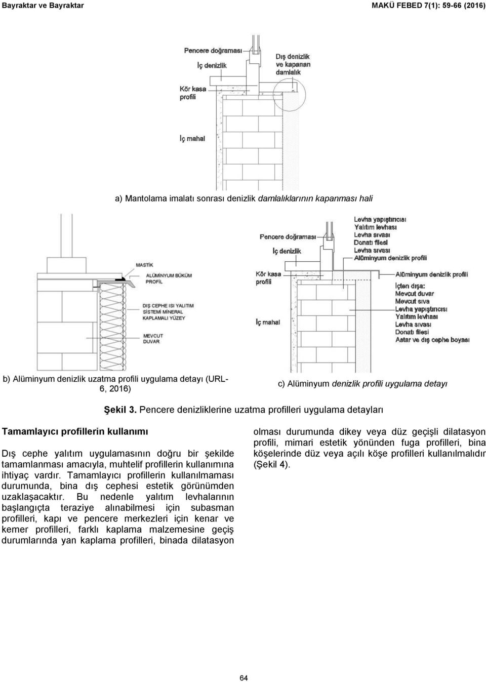 Pencere denizliklerine uzatma profilleri uygulama detayları Tamamlayıcı profillerin kullanımı Dış cephe yalıtım uygulamasının doğru bir şekilde tamamlanması amacıyla, muhtelif profillerin kullanımına