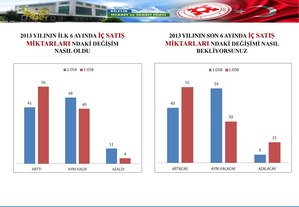 2013 YILININ SON 6 AYINDA İÇ SATIŞ