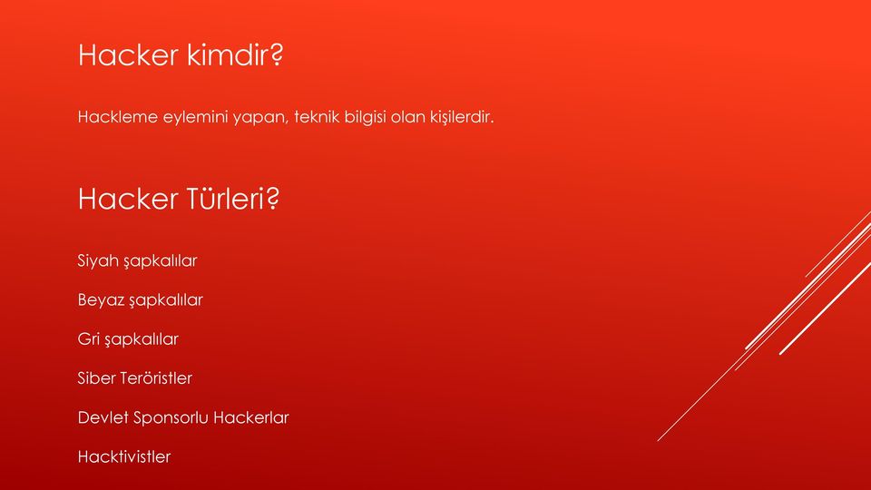 kişilerdir. Hacker Türleri?