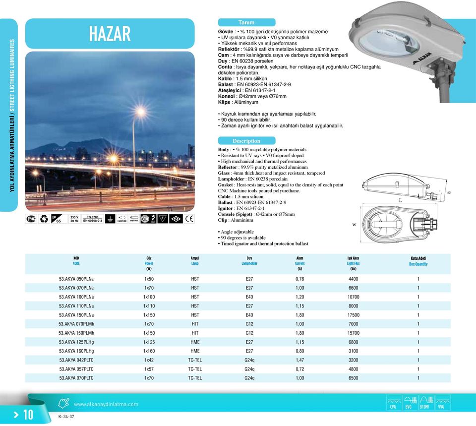 9 saflıkta metalize kaplama alüminyum Cam : 4 mm kalınlığında ısıya ve darbeye dayanıklı temperli : EN 60238 porselen Conta : Isıya dayanıklı, yekpare, her noktaya eşit yoğunluklu CNC tezgahla