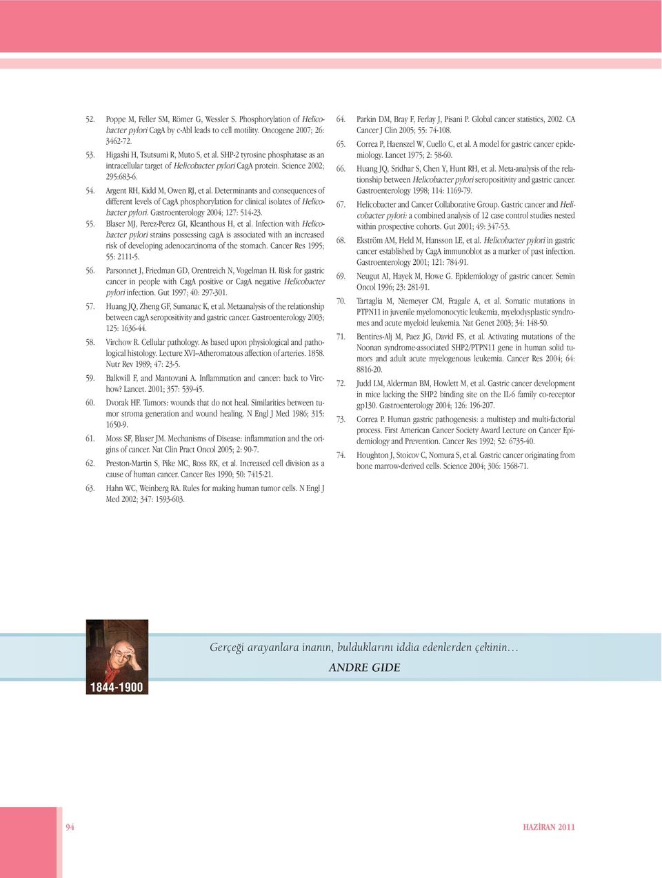 Determinants and consequences of different levels of CagA phosphorylation for clinical isolates of Helicobacter pylori. Gastroenterology 2004; 127: 514-23. 55.