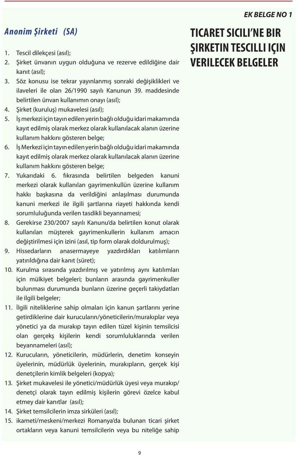 İş merkezi için tayın edilen yerin bağlı olduğu idari makamında kayıt edilmiş olarak merkez olarak kullanılacak alanın üzerine kullanım hakkını gösteren belge; 6.