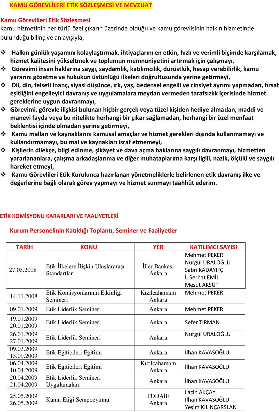 Görevimi insan haklarına saygı, saydamlık, katılımcılık, dürüstlük, hesap verebilirlik, kamu yararını gözetme ve hukukun üstünlüğü ilkeleri doğrultusunda yerine getirmeyi, Dil, din, felsefi inanç,