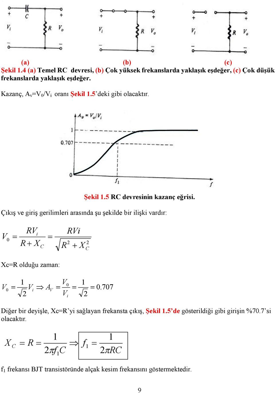 Çıkış ve giriş gerilimleri arasında şu şekilde bir ilişki vardır: 0 i X C i 2 X 2 C Xc= olduğu zaman: 0 0 i A 2 i 2 0.