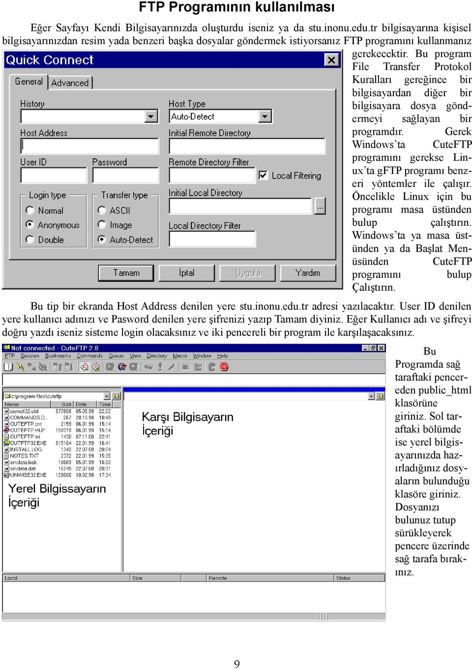 Bu program File Transfer Protokol Kuralları gereğince bir bilgisayardan diğer bir bilgisayara dosya göndermeyi sağlayan bir programdır.