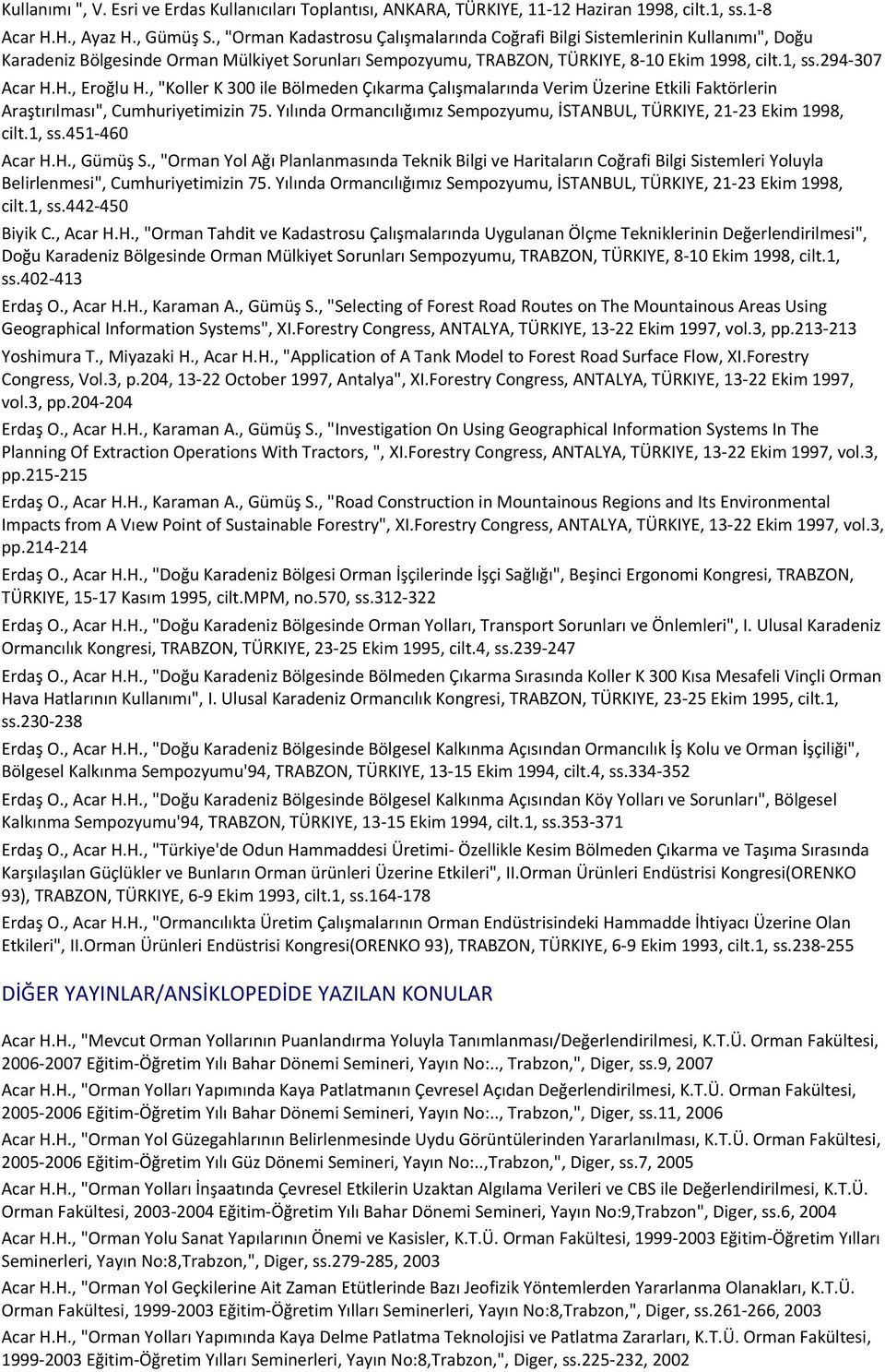 , "Orman Kadastrosu Çalışmalarında Coğrafi Bilgi Sistemlerinin Kullanımı", Doğu Karadeniz Bölgesinde Orman Mülkiyet Sorunları Sempozyumu, TRABZON, TÜRKIYE, 8-10 Ekim 1998, cilt.1, ss.294-307 Acar H.