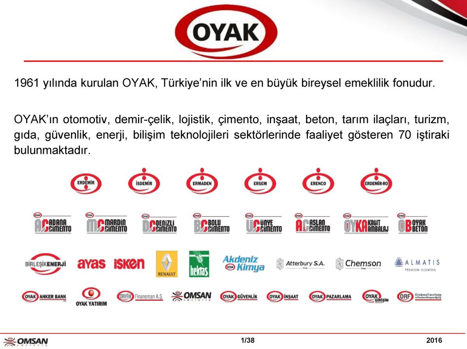 OYAK ın otomotiv, demir-çelik, lojistik, çimento, inşaat, beton, tarım