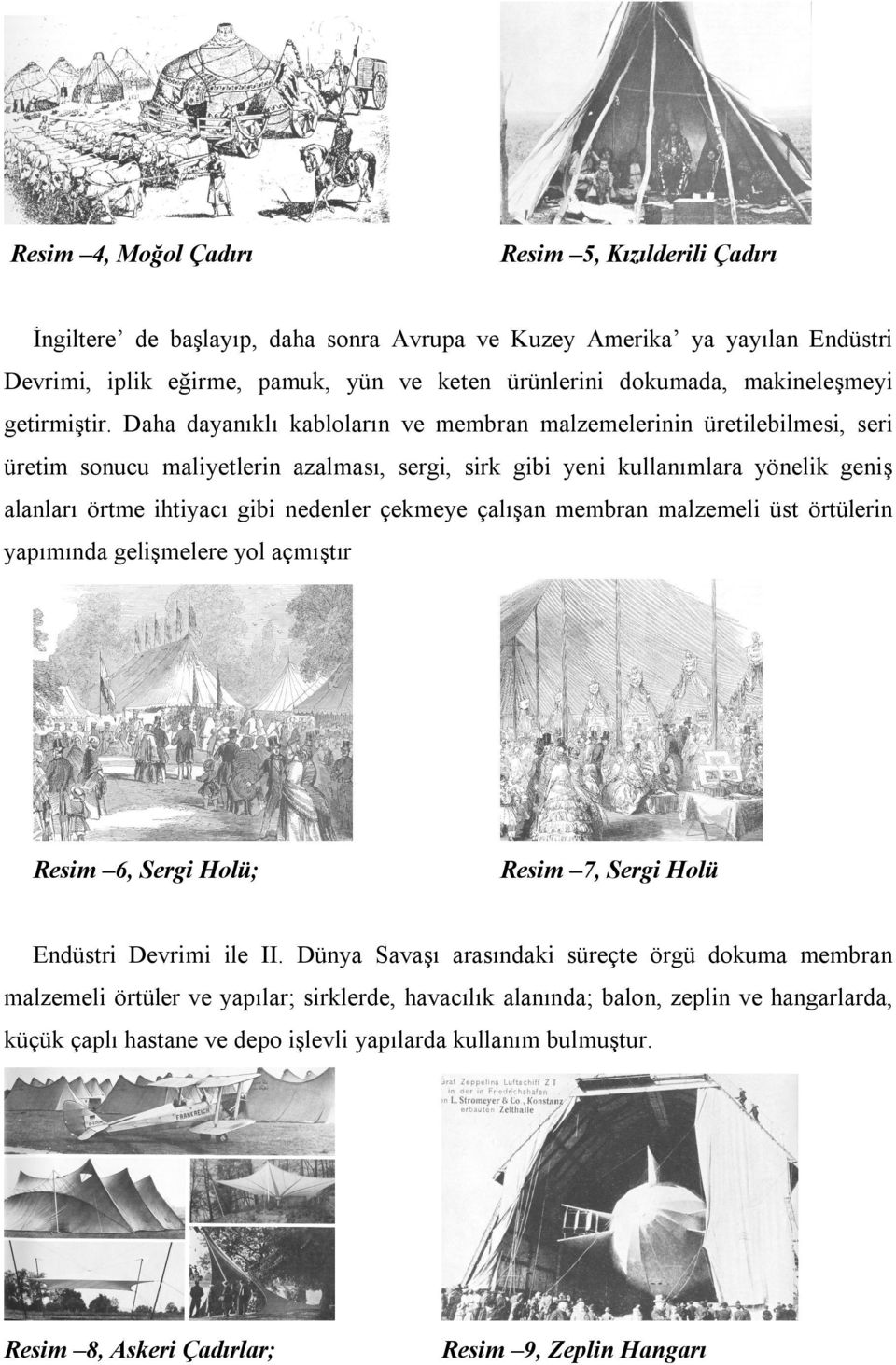 Daha dayanıklı kabloların ve membran malzemelerinin üretilebilmesi, seri üretim sonucu maliyetlerin azalması, sergi, sirk gibi yeni kullanımlara yönelik geniş alanları örtme ihtiyacı gibi nedenler