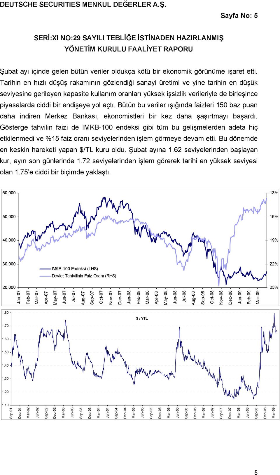 Tarihin en hızlı düşüş rakamının gözlendiği sanayi üretimi ve yine tarihin en düşük seviyesine gerileyen kapasite kullanım oranları yüksek işsizlik verileriyle de birleşince piyasalarda ciddi bir