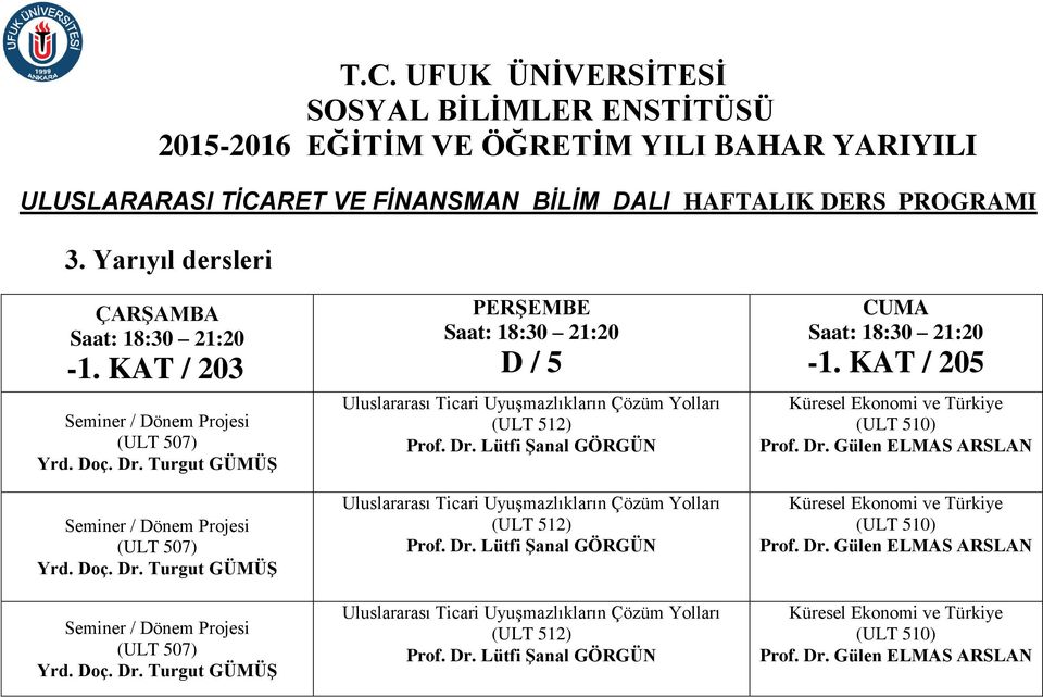 Lütfi Şanal GÖRGÜN Uluslararası Ticari Uyuşmazlıkların Çözüm Yolları (ULT 512) Prof. Dr.