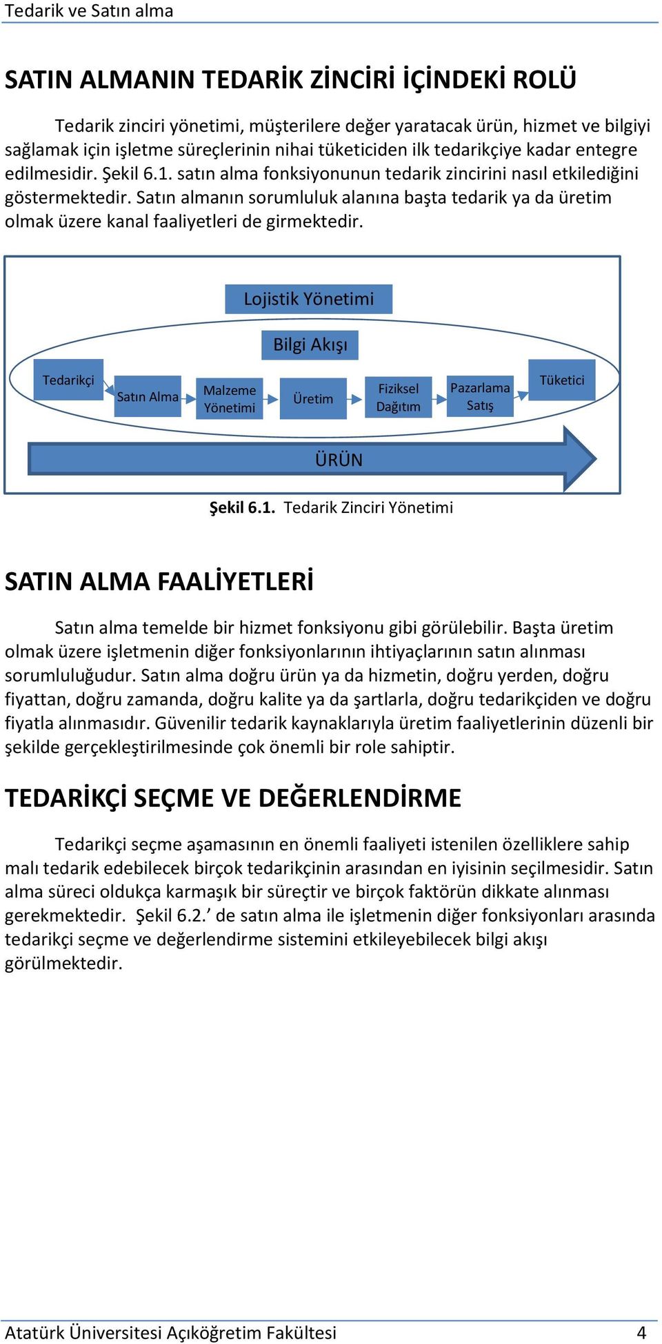 Satın almanın sorumluluk alanına başta tedarik ya da üretim olmak üzere kanal faaliyetleri de girmektedir.