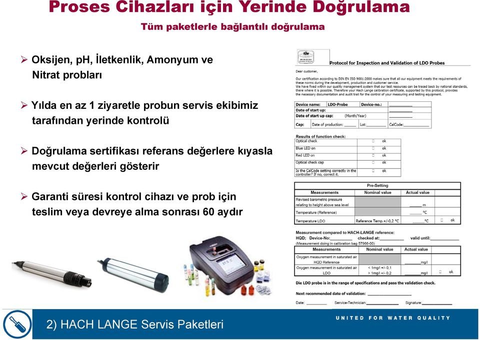 yerinde kontrolü Doğrulama sertifikası referans değerlere kıyasla mevcut değerleri gösterir