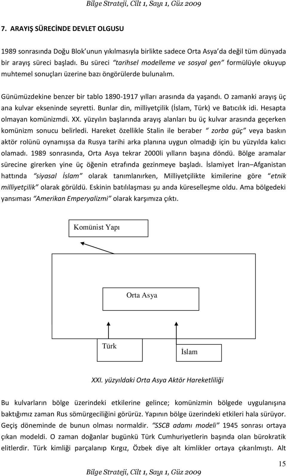 O zamanki arayış üç ana kulvar ekseninde seyretti. Bunlar din, milliyetçilik (İslam, Türk) ve Batıcılık idi. Hesapta olmayan komünizmdi. XX.