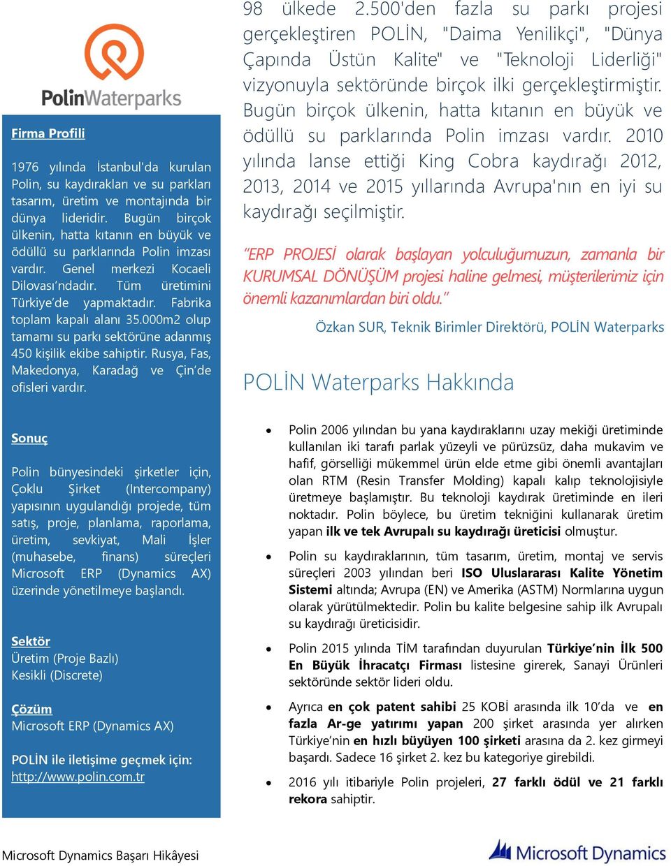 000m2 olup tamamı su parkı sektörüne adanmış 450 kişilik ekibe sahiptir. Rusya, Fas, Makedonya, Karadağ ve Çin de ofisleri vardır. 98 ülkede 2.