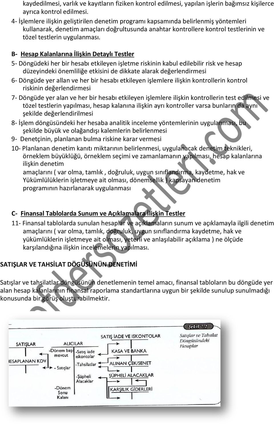 B- Hesap Kalanlarına İlişkin Detaylı Testler 5- Döngüdeki her bir hesabı etkileyen işletme riskinin kabul edilebilir risk ve hesap düzeyindeki önemliliğe etkisini de dikkate alarak değerlendirmesi 6-