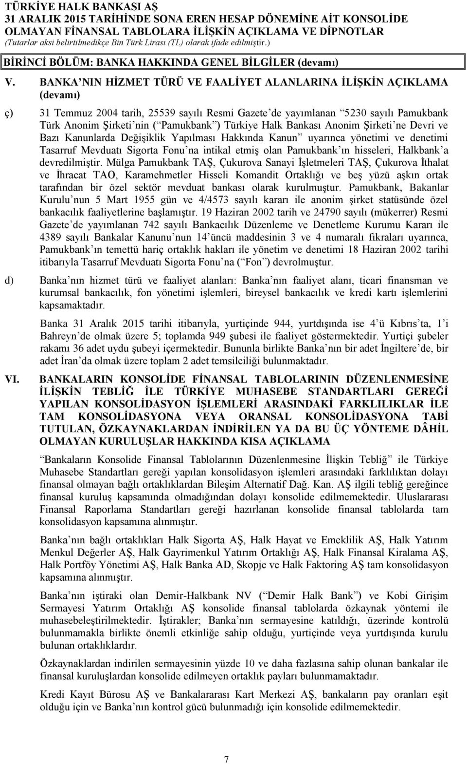 Türkiye Halk Bankası Anonim Şirketi ne Devri ve Bazı Kanunlarda Değişiklik Yapılması Hakkında Kanun uyarınca yönetimi ve denetimi Tasarruf Mevduatı Sigorta Fonu na intikal etmiş olan Pamukbank ın