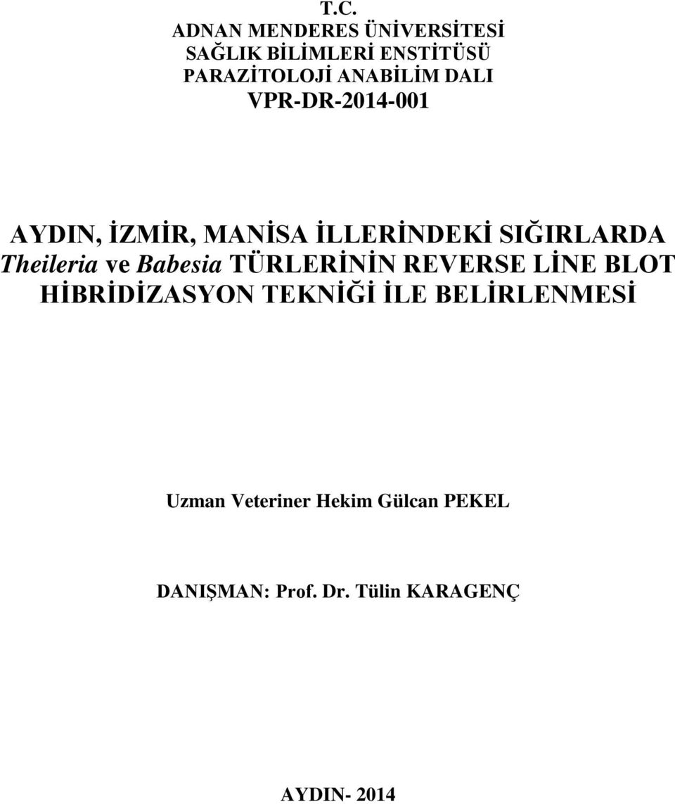 Theileria ve Babesia TÜRLERİNİN REVERSE LİNE BLOT HİBRİDİZASYON TEKNİĞİ İLE