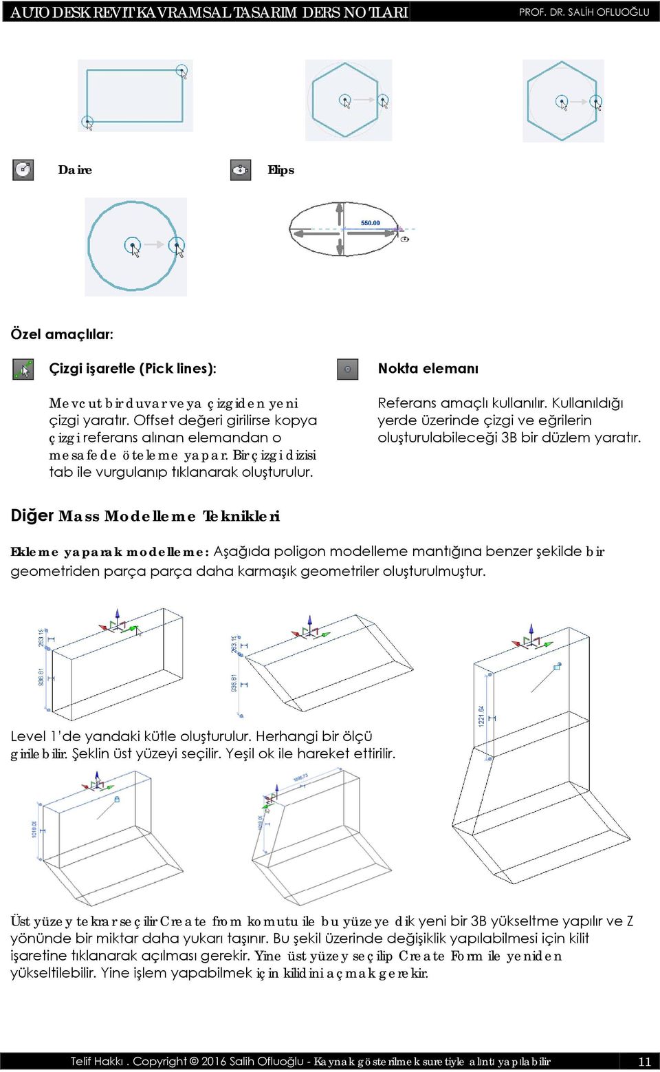 Diğer Mass Modelleme Teknikleri Ekleme yaparak modelleme: Aşağıda poligon modelleme mantığına benzer şekilde bir geometriden parça parça daha karmaşık geometriler oluşturulmuştur.