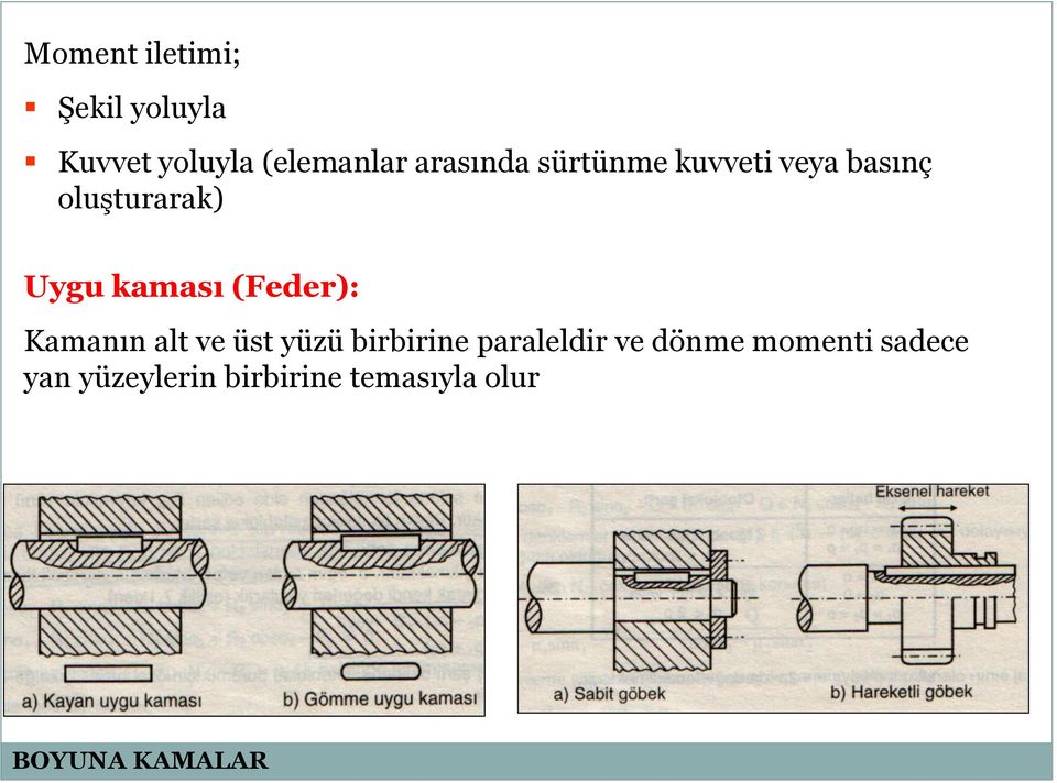 (Feder): Kamanın alt ve üst yüzü birbirine paraleldir ve dönme