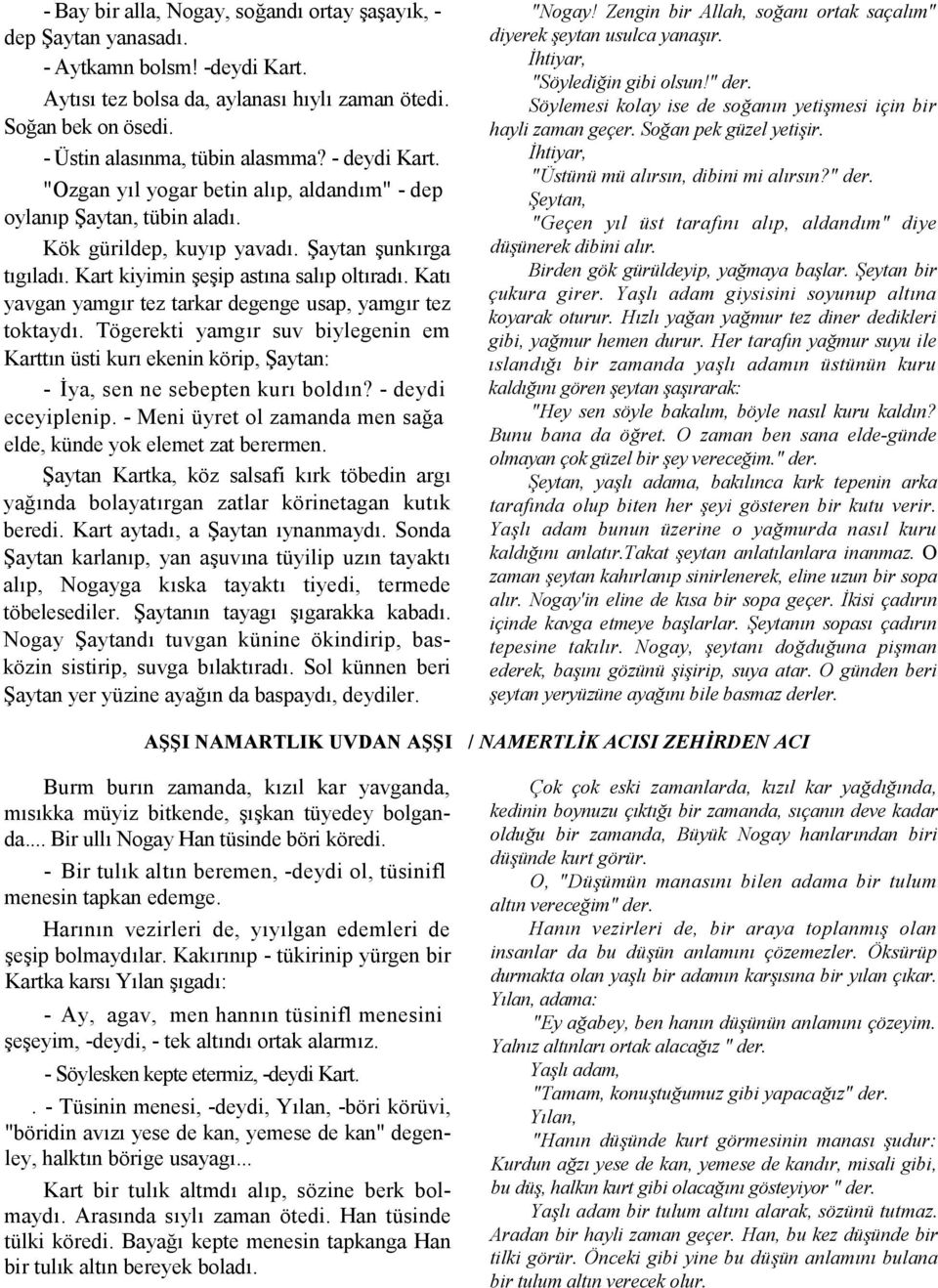 Kat yavgan yamgr tez tarkar degenge usap, yamgr tez toktayd. Tögerekti yamgr suv biylegenin em Karttn üsti kur ekenin körip, 8aytan: - :ya, sen ne sebepten kur boldn? - deydi eceyiplenip.