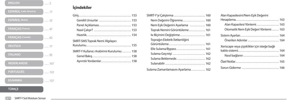 ................................... 154 SMRT-SMS Toprak Nemi Kurulumu.................................... 155 SMRT-Y Kullanıcı Arabirimi Kurulumu:....... 158 Genel Bakış............................... 158 Ayrıntılı Yordamlar.