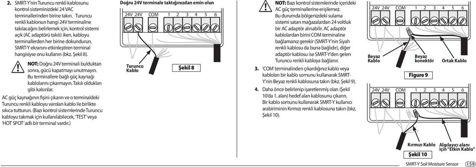 SMRT-Y ekranını etkinleştiren terminal hangisiyse onu kullanın (bkz. Şekil 8).! NOT: Doğru 24V terminali bulduktan! sonra, gücü kapatmayı unutmayın.