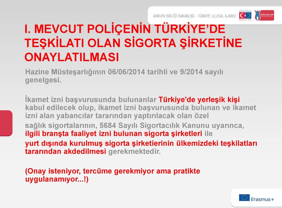 yaptırılacak olan özel sağlık sigortalarının, 5684 Sayılı Sigortacılık Kanunu uyarınca, ilgili branşta faaliyet izni bulunan sigorta şirketleri ile yurt