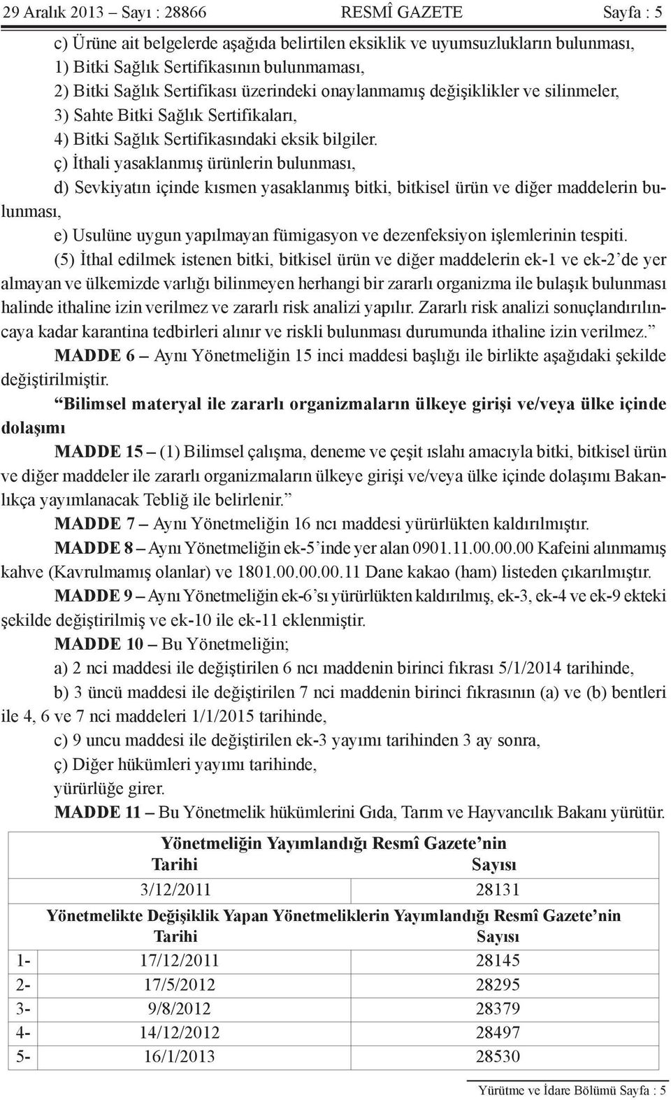 ç) İthali yasaklanmış ürünlerin bulunması, d) Sevkiyatın içinde kısmen yasaklanmış bitki, bitkisel ürün ve diğer maddelerin bulunması, e) Usulüne uygun yapılmayan fümigasyon ve dezenfeksiyon