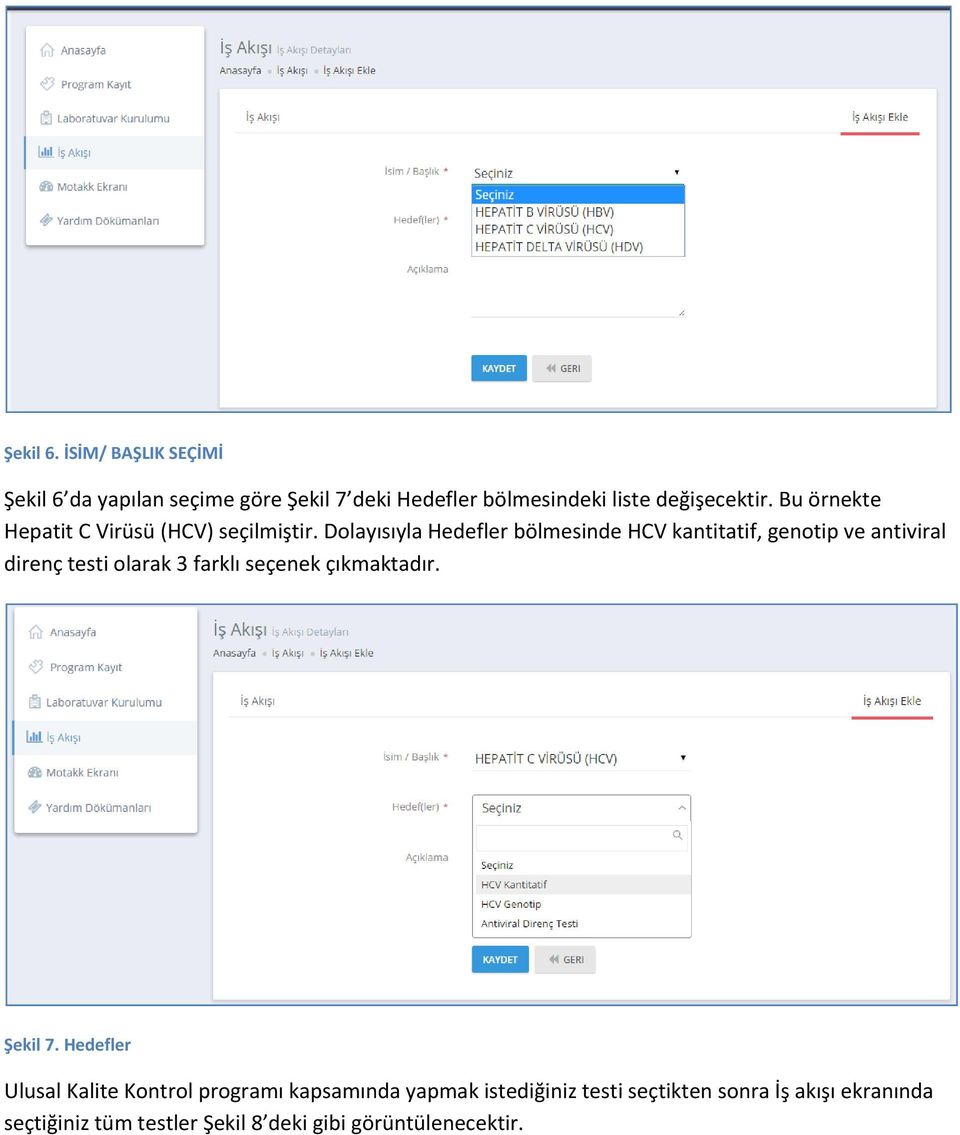 Dolayısıyla Hedefler bölmesinde HCV kantitatif, genotip ve antiviral direnç testi olarak 3 farklı seçenek