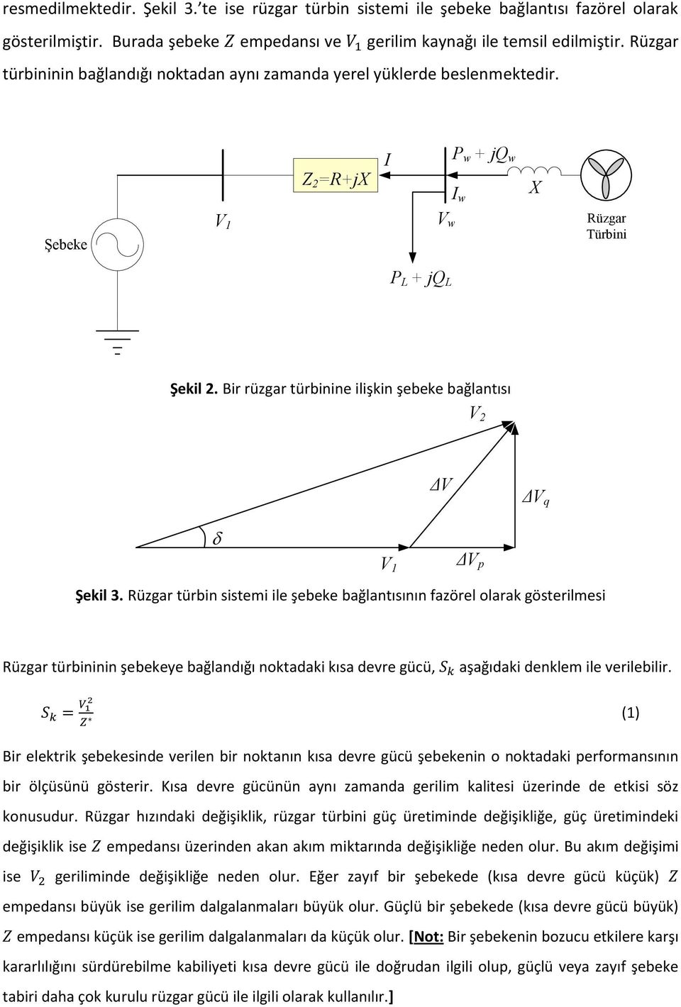 Bir rüzgar türbinine ilişkin şebeke bağlantısı V 2 ΔV ΔV q d V 1 ΔV p Şekil 3.